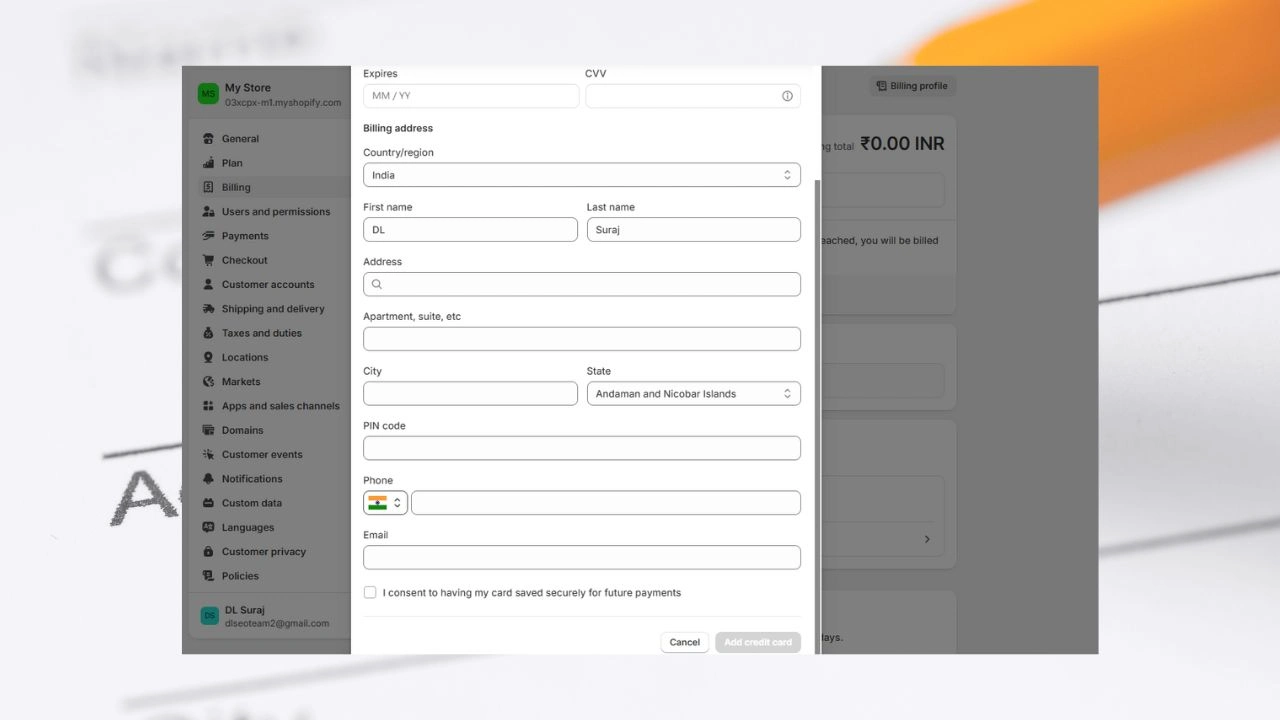 how to edit the billing address of a shopify CTA Demo